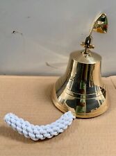 8 Brass Us Navy Bell Solid Brass Bell With Knotted Lanyard Ship Dinner Bell