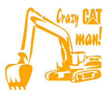 Crazy Cat Man Excavator Track Hoe Caterpillar Vinyl Decal Sticker Construction