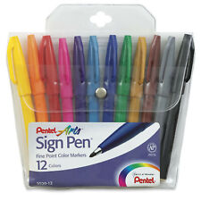 New Pentel Arts Sign Pen Fine Point Color Markers 12-pack Multi Colors S520-12