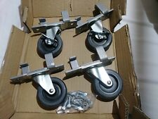 Set Of 4 Heavy Duty Swivel Casters With Lock Brakes Rubber Wheels With Bracket
