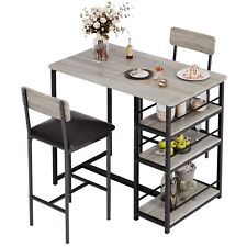 Dining Table Set With 2 Hight Chairs Bar Stools Dinette For Small Space Kitchen