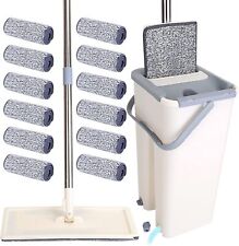 Mop And Bucket With Wringer Set Self Cleaning Wet Dry Usage With 12pcs Mop Pads
