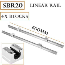 Sbr20-600mm Linear Rail 20mm Slide Guide Shaft 2x 4x Sbr20uu Blocks Cnc Set