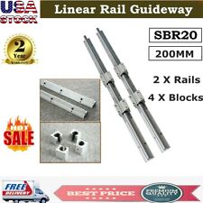 Sbr20 Linear Rail Slide Guide 200mm 2x Shaft Sbr20uu Block Bearing Cnc Set Usa