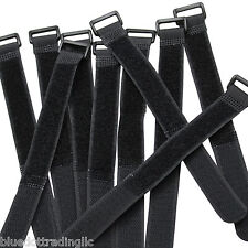 10 Qty 8 Black Cable Ties Wire Cord Straps Reusable Hook Loop Usa Seller