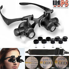 25x Magnifier Magnifying Eye Glass Loupe Jewelry Watch Repair Kit With Led Light