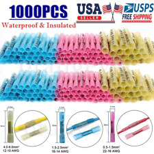 1000pcs Electrical Heat Shrink Butt Wire Crimp Connectors Terminals Waterproof