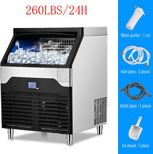 260lbs24h Commercial Ice Maker Machine W 145lb Storage Capacity Auto Cleaning