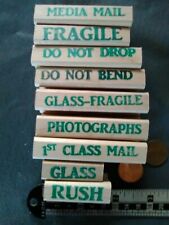 9 Rubber Stamps Office Business Post Fragile Photographs Glass Do Not Bend