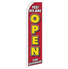 Yes We Are Open For Business Swooper Feather Flutter Advertising Flag Open Sign