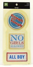 All Boy No Girls Allowed Self-adhesive Metal Signage Stickers - 3 Signs