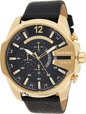 New Diesel Dz4344 Mega Chief Chronograph Leather Strap Analog Dial Mens Watch