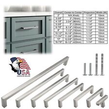 Brushed Nickel Square Kitchen Cabinet Drawer Handles Bar Pulls Stainless Steel