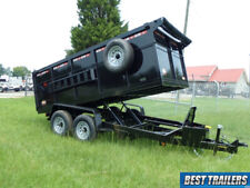 2021 7 X 14 4 Ft High Side Dump Trailer Dumpster W Equipment Bobcat Ramps Twin