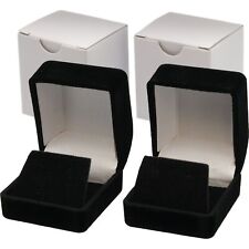 2 Earring Gift Boxes Black Velvet Flocked Jewelry Box