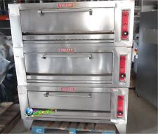 Great Set Vulcan Stainless Nat Gas Triple Deck Pizza Baking Ovens