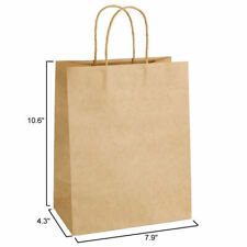 100pcs Brown Kraft Paper Bags With Handles Gift Retail Merchandise Shopping Bag