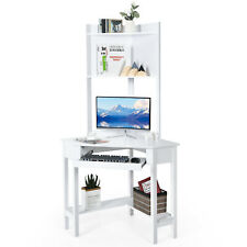 Corner Computer Desk Triangle Study Desk W Hutch Keyboard Tray White