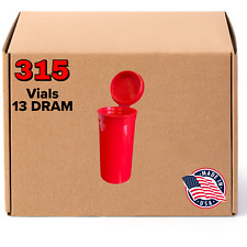 315 Red Vials - 13 Dram Pop Top Bottle - Smell Proof Containers - Bpa Free - Cr