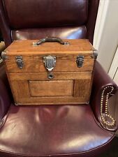 Antique Wooden Union Steel Corp Machinist Wooden Tool Box Chest