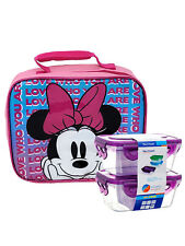 Disney Minnie Mouse Insulated Lunch Bag Pink 2-pack Food Container Set
