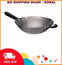 Wok Frying Pan 14 Non-stick Chinese Cast Cooking Fry Stir Sear Carbon Steel