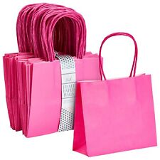 50 Pack Mini Pink Gift Bags With Handles Bulk Kraft Party Favor Bags 6x5x2.5in