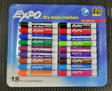 18 Expo Low Odor Dry Erase White Board Markers Assorted Colors Chisel Tip 44428