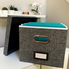 File Box Storage Organizer With Lid - Holds Legal Or Letter Size Charcoal Color