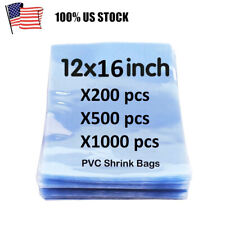 X1000 12x16 Clear Heat Shrink Wrap Bags Pvc Film Gifts Bottles Candles Packing