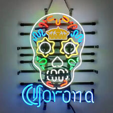 Corona Dia De Los Muertos Hanuted Skull 20x16 Neon Light Sign Lamp Beer Bar