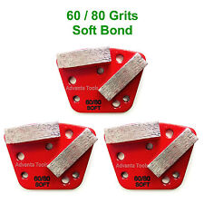 3pk Trapezoid Htc Style Grinding Shoe Disc Plate - Soft Bond - 6080 Grit