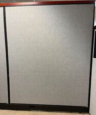 60-14w X 72-12h Deluxe Office Partition Panel With Pass Thru Cable Gray