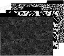 Martha Stewart Avery File Folders Decorative Letter-size Black 3 Patterns 6 Pack