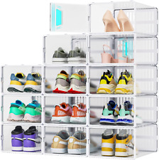 Stackable Shoe Rack Storage Clear Sneaker Organizer For Display 12 Pack
