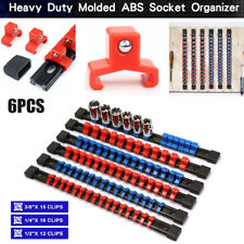 6pc Socket Organizer Mountable Sliding Holder Rail Rack Tool Storage 12 14 38