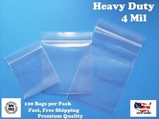 Clear Reclosable Zip Seal Lock Top Bags Plastic 4 Mil Jewelry Large Small Baggie