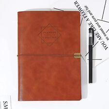 Daily Planner Undated Weekly Monthly Agenda Goal Notebook Man Made Leather Cover