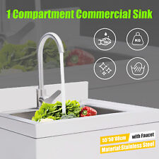 Commercial Utility Sink Stainless Steel Kitchen Sink 1 Compartment With Faucet