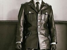 Mens Leather Coatjacket Leather Tunics Police Military Coat Bluf Shirt Black