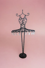 Vintage Metal Ballerina Dress Form Decor Jewelry Display With Dangling Crystals