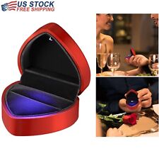 Velvet Heart Shaped Ring Gift Box With Led Light For Proposal Engagement Wedding