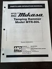 Mikasa Multiquip Mtr-80l Jumping Jack Rammer Parts Operation Instruction Manual