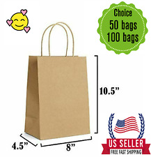 Brown Kraft Paper Gift Bags Bundle With Handles - Size 8 X 10.5 X 4.5