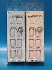 2 Impress Color Press-on Nails Short Matte-finish Lovely  Blue Sky 87022