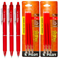 Pilot Frixion Clicker Erasable Red Gel Ink Pens 3 Pens With 2 Packs Of Refills