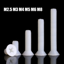 M2.5 M3 M4 M5 M6 M8 White Nylon Plastic Phillips Flat Head Machine Screws