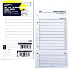 2024 Filofax Personal Size Refill 24-68417 One Day On Two Pages 95mm X 171mm