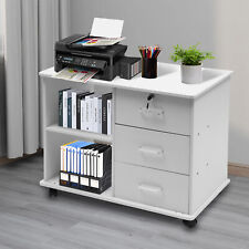 Mobile File Cabinet With Open Storage Shelves Rolling Printer Stand 3 Drawers