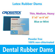 Dental Endodontic Rubber Dam Natural Latex Medium Gauge Thin Heavy 5x5 Crosstex